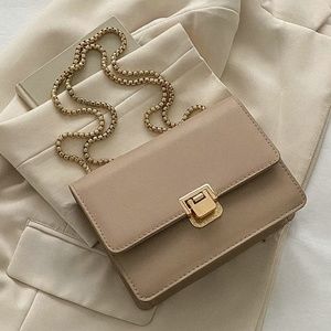 Mini Turn Lock Flap Chain Square Bag Purse BEIGE/NUDE/PINK